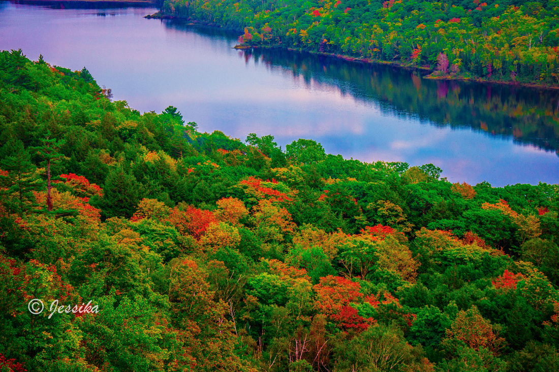 Lake of the Clouds is a lake located in Ontonagon County in the Upper Peninsula of the U.S. state of Michigan within the Porcupine Mountains Wilderness State Park. The lake is situated in a valley between two ridges in the Porcupine Mountains.