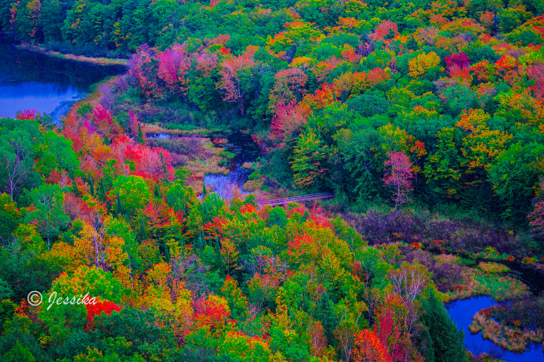 Lake of the Clouds is a lake located in Ontonagon County in the Upper Peninsula of the U.S. state of Michigan within the Porcupine Mountains Wilderness State Park. The lake is situated in a valley between two ridges in the Porcupine Mountains.