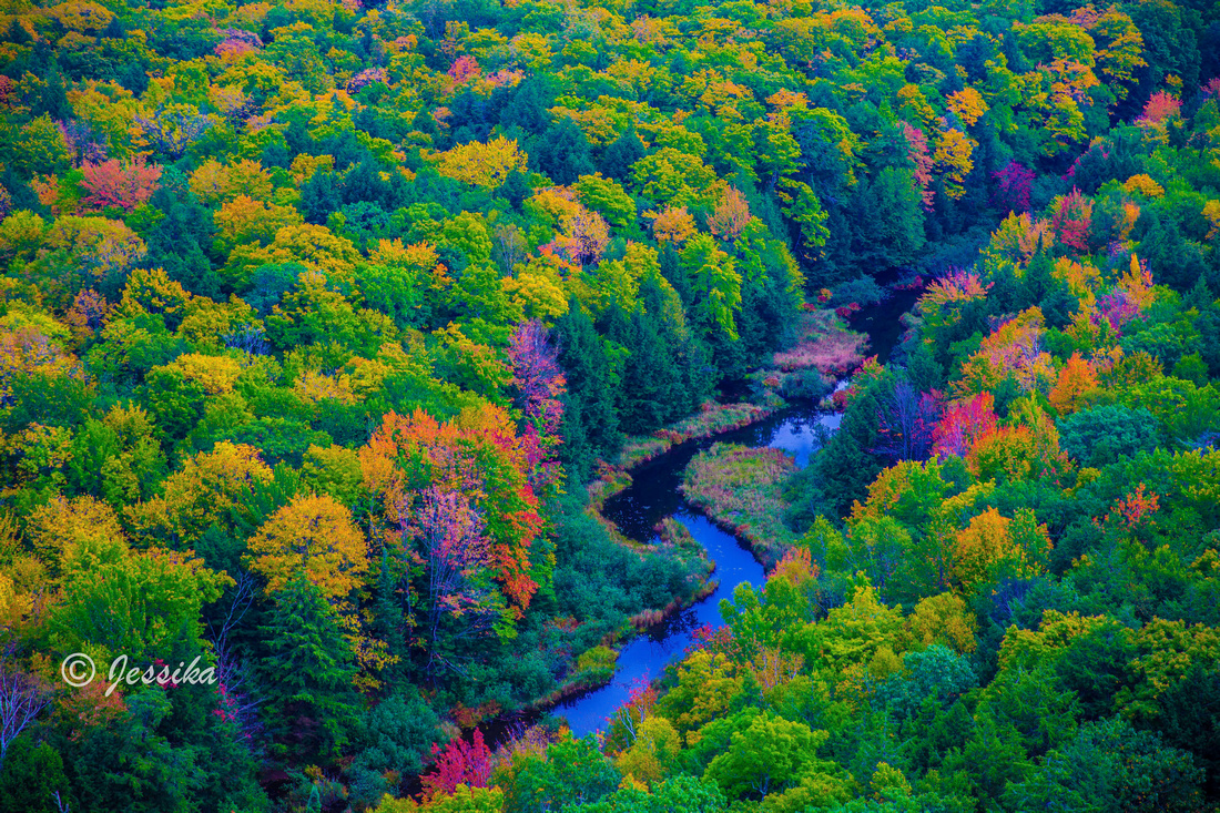 Lake of the Clouds is a lake located in Ontonagon County in the Upper Peninsula of the U.S. state of Michigan within the Porcupine Mountains Wilderness State Park. The lake is situated in a valley between two ridges in the Porcupine Mountains.