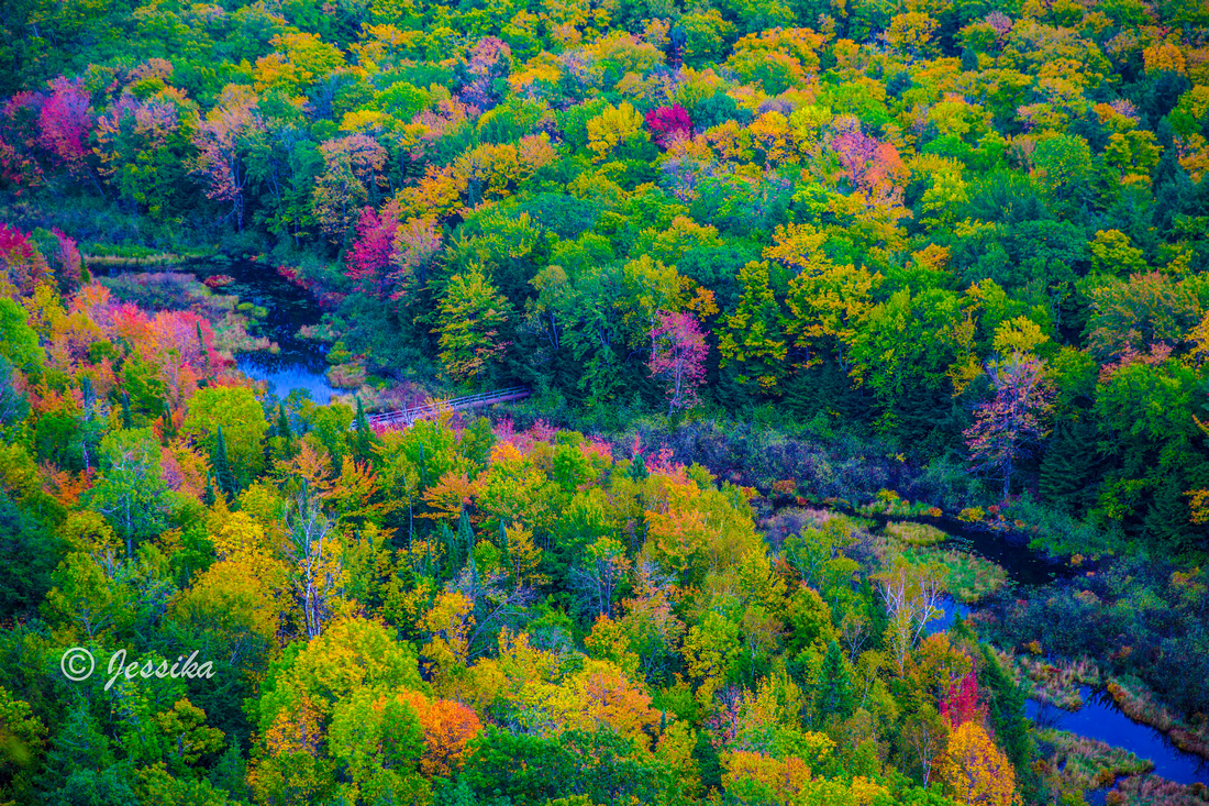 Lake of the Clouds is a lake located in Ontonagon County in the Upper Peninsula of the U.S. state of Michigan within the Porcupine Mountains Wilderness State Park. The lake is situated in a valley between two ridges in the Porcupine Mountains.