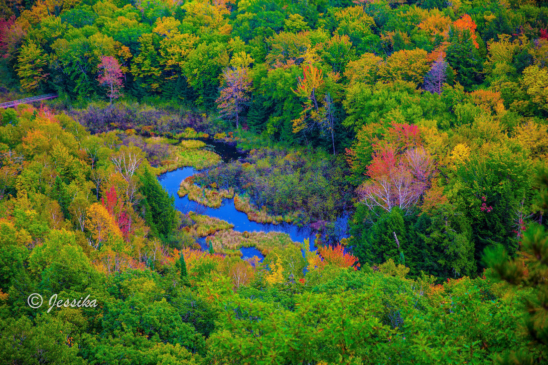 Lake of the Clouds is a lake located in Ontonagon County in the Upper Peninsula of the U.S. state of Michigan within the Porcupine Mountains Wilderness State Park. The lake is situated in a valley between two ridges in the Porcupine Mountains.