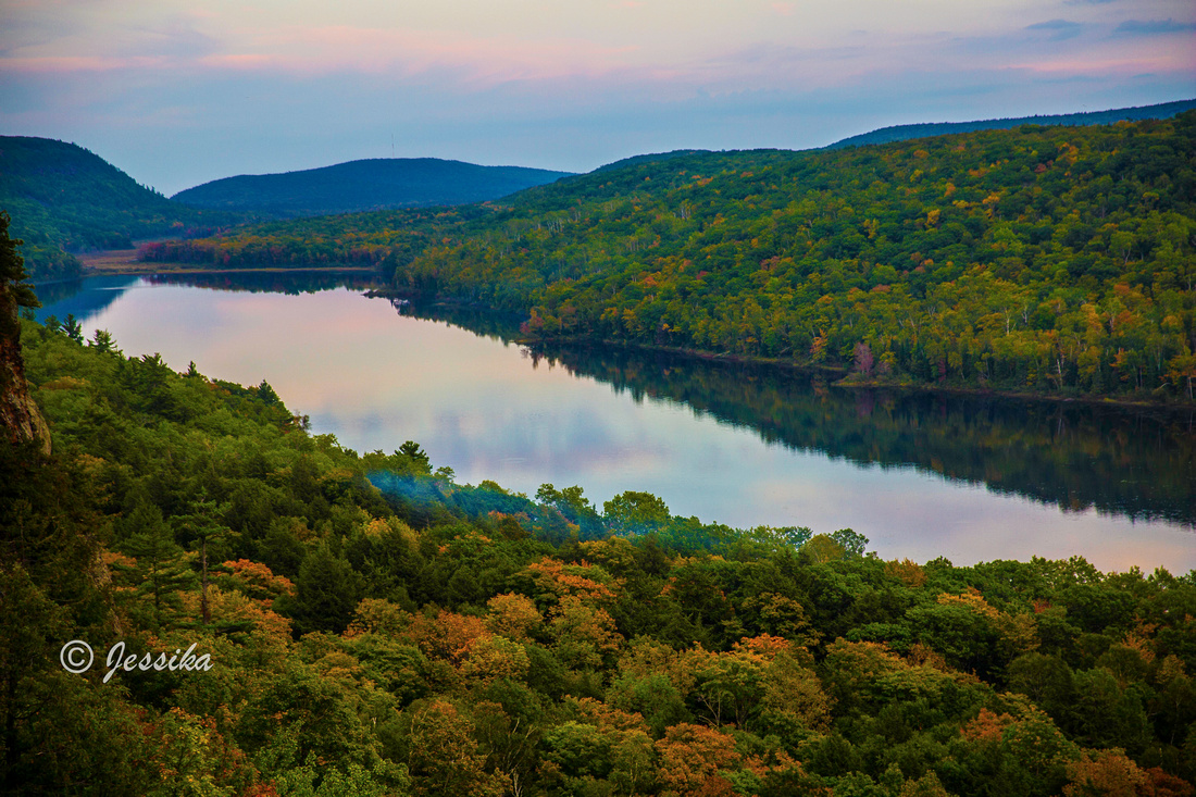 Lake of the Clouds is a lake located in Ontonagon County in the Upper Peninsula of the U.S. state of Michigan within the Porcupine Mountains Wilderness State Park. The lake is situated in a valley between two ridges in the Porcupine Mountains.