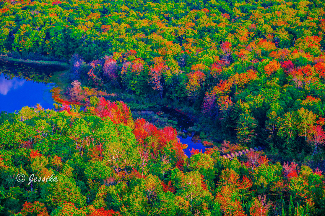 Lake of the Clouds is a lake located in Ontonagon County in the Upper Peninsula of the U.S. state of Michigan within the Porcupine Mountains Wilderness State Park. The lake is situated in a valley between two ridges in the Porcupine Mountains.