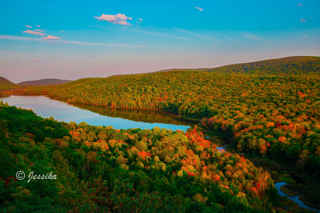 Lake of the Clouds is a lake located in Ontonagon County in the Upper Peninsula of the U.S. state of Michigan within the Porcupine Mountains Wilderness State Park. The lake is situated in a valley between two ridges in the Porcupine Mountains.