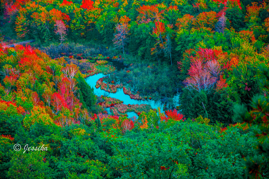 Lake of the Clouds is a lake located in Ontonagon County in the Upper Peninsula of the U.S. state of Michigan within the Porcupine Mountains Wilderness State Park. The lake is situated in a valley between two ridges in the Porcupine Mountains.