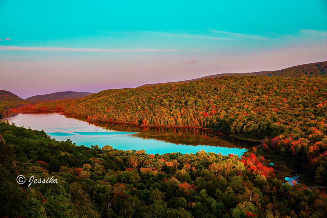 Lake of the Clouds is a lake located in Ontonagon County in the Upper Peninsula of the U.S. state of Michigan within the Porcupine Mountains Wilderness State Park. The lake is situated in a valley between two ridges in the Porcupine Mountains.